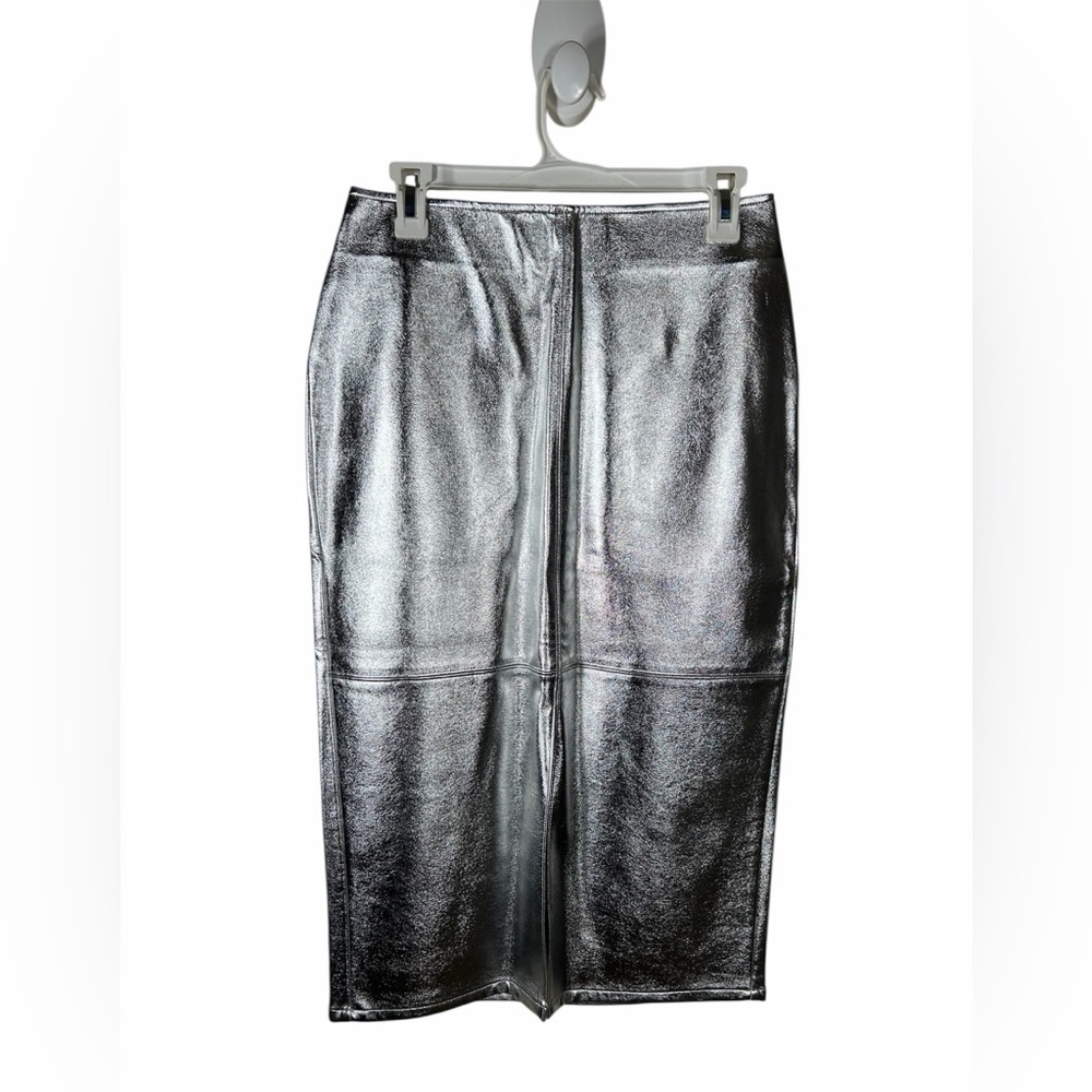 Silver Metallic Pencil Skirt